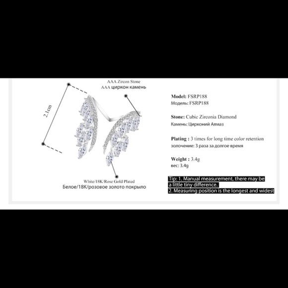 ANGEL Crystal Wings ♡ AAA Cubic Zirconia Ring GIFT - Picture 7 of 8